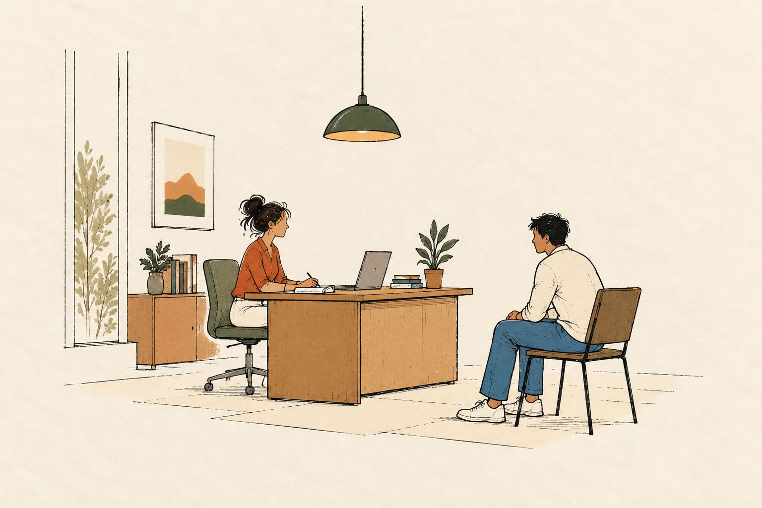 Illustration of a provider working at a desk