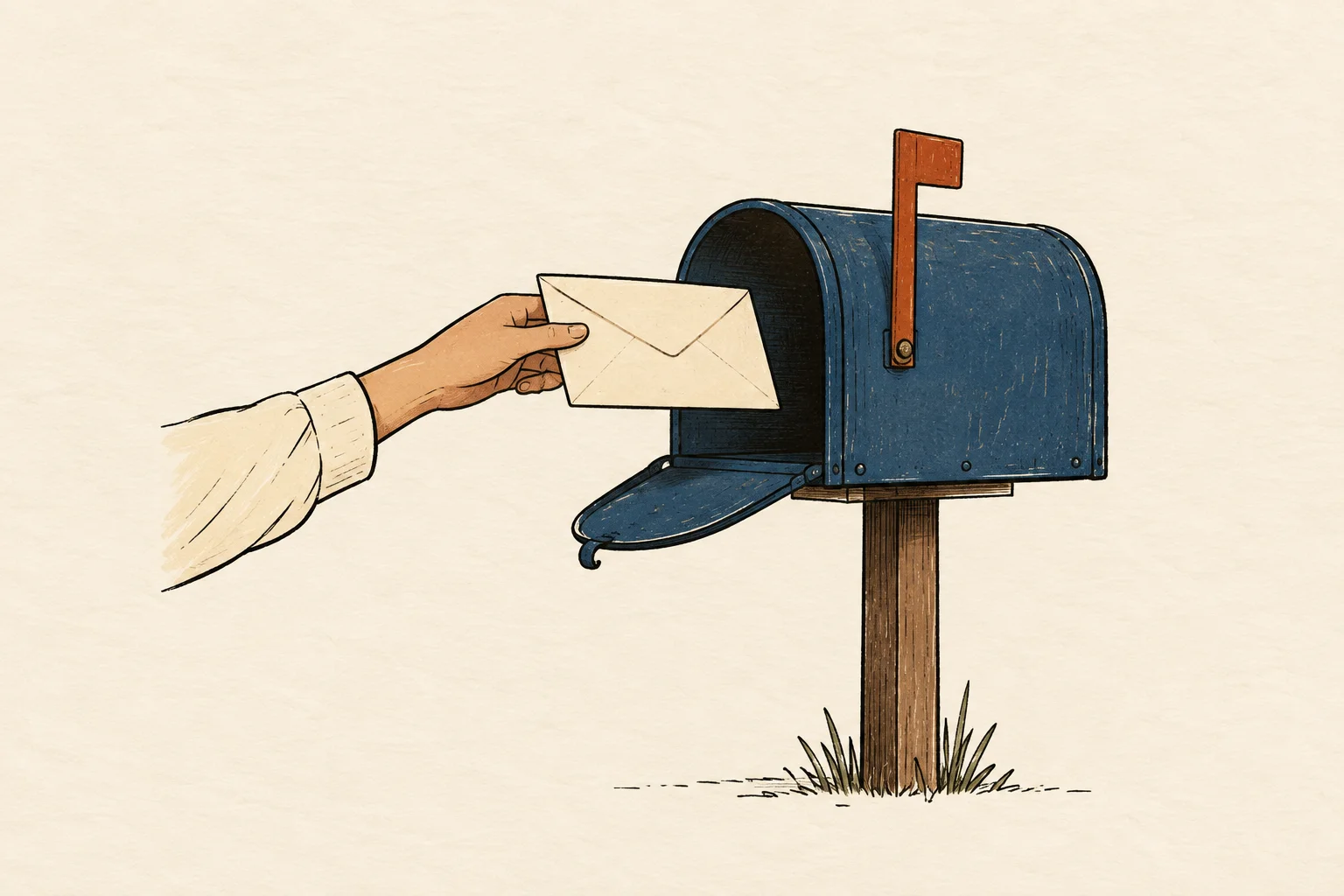 Illustration of a mailbox with a letter waiting inside