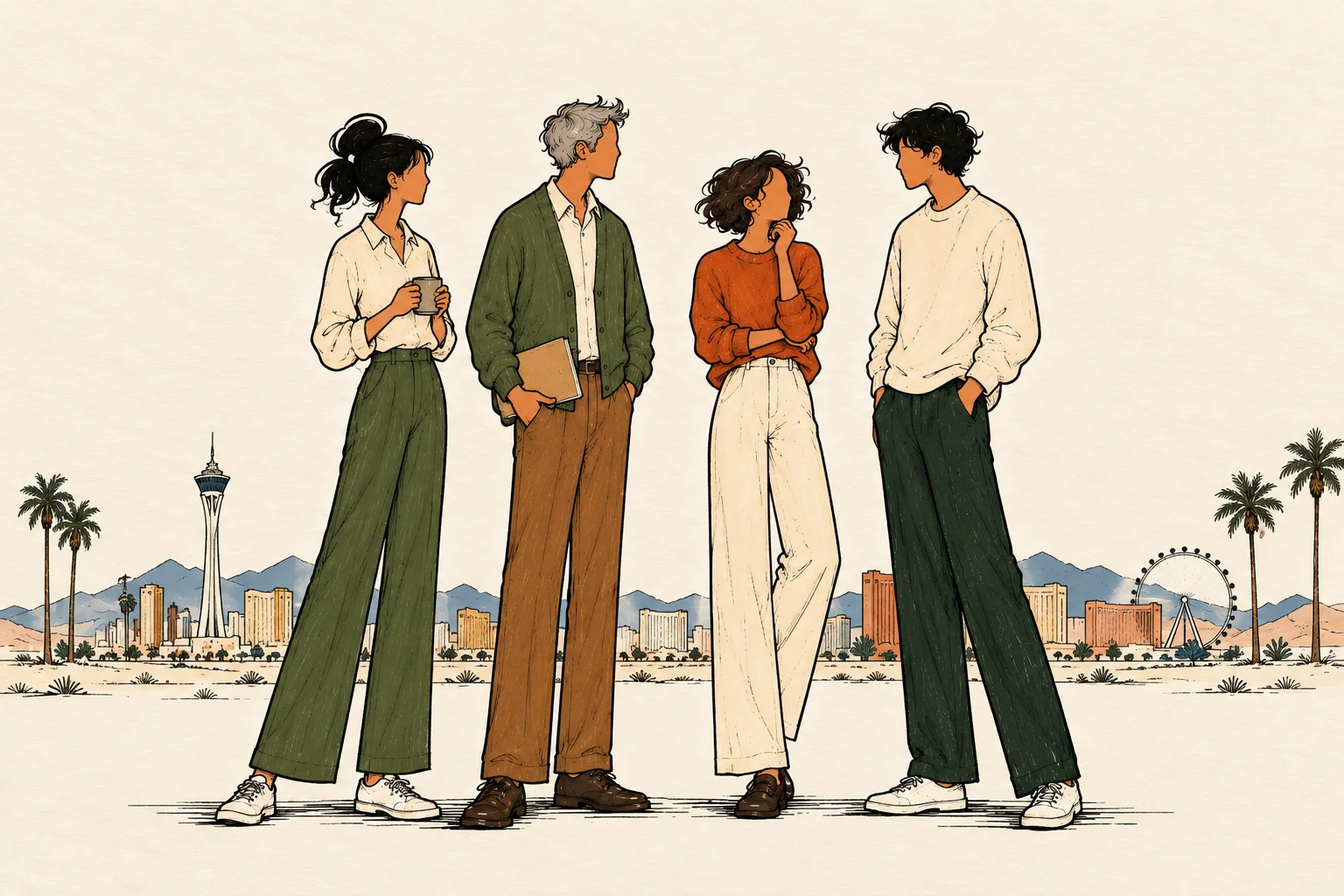 Illustration of a small group of people standing together
